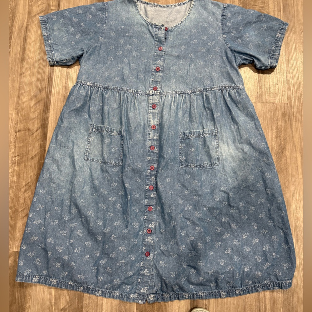 Casual Denim Button-Front Midi Dress